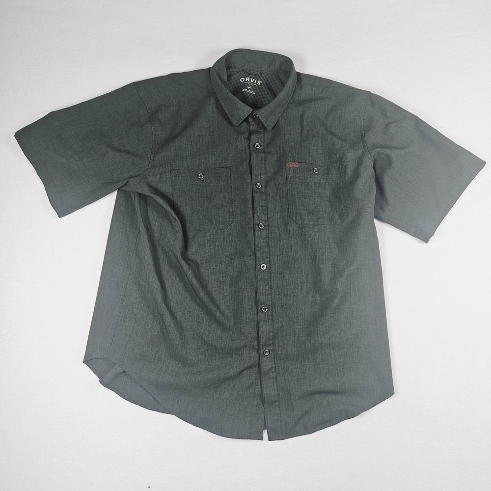 Orvis Fishing Shirt Men's 2XL Green Short Sleeve Lightweight Quick‎ Dry Outdoor